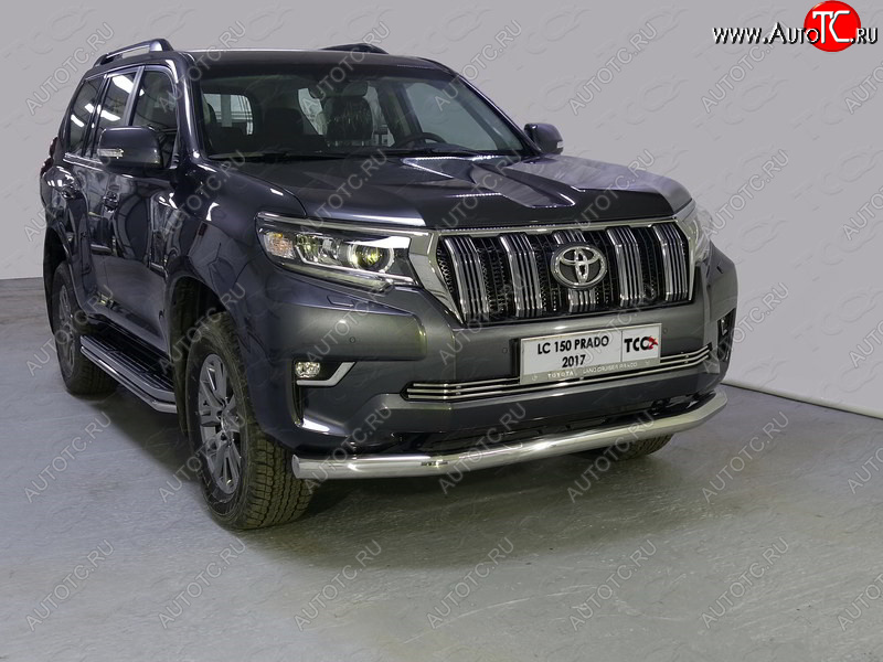 24 999 р. Защита переднего бампера нижняя 76,1 мм ТСС Тюнинг Toyota Land Cruiser Prado J150 2-ой рестайлинг (2017-2020) (нержавейка)  с доставкой в г. Керчь