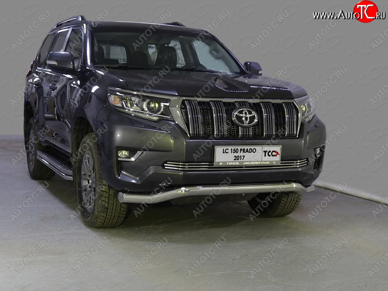 27 599 р. Защита переднего бампера волна d76,1 мм ТСС Тюнинг Toyota Land Cruiser Prado J150 2-ой рестайлинг (2017-2020) (нержавейка)  с доставкой в г. Керчь