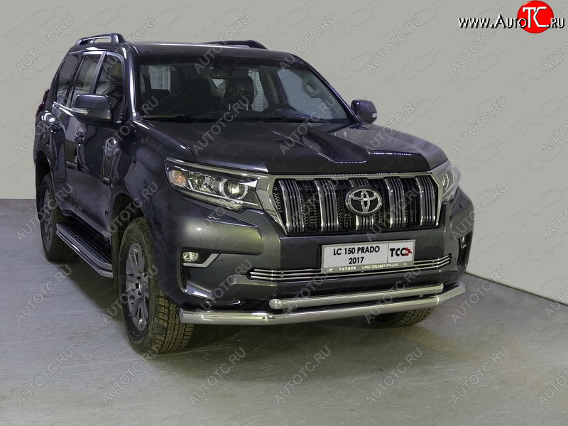 36 299 р. Защита передняя нижняя двойная 76,1*50,8 мм Тюнинг Toyota Land Cruiser Prado J150 2-ой рестайлинг (2017-2020) (нержавейка)  с доставкой в г. Керчь