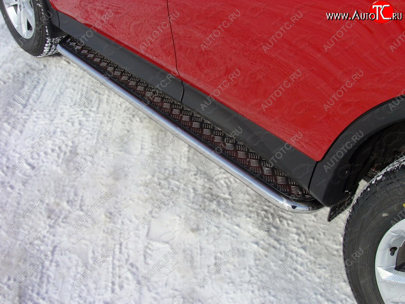 27 849 р. Пороги с площадкой 42,4 мм ТСС Тюнинг  Toyota RAV4  XA40 (2012-2015) 5 дв. дорестайлинг (серые)  с доставкой в г. Керчь