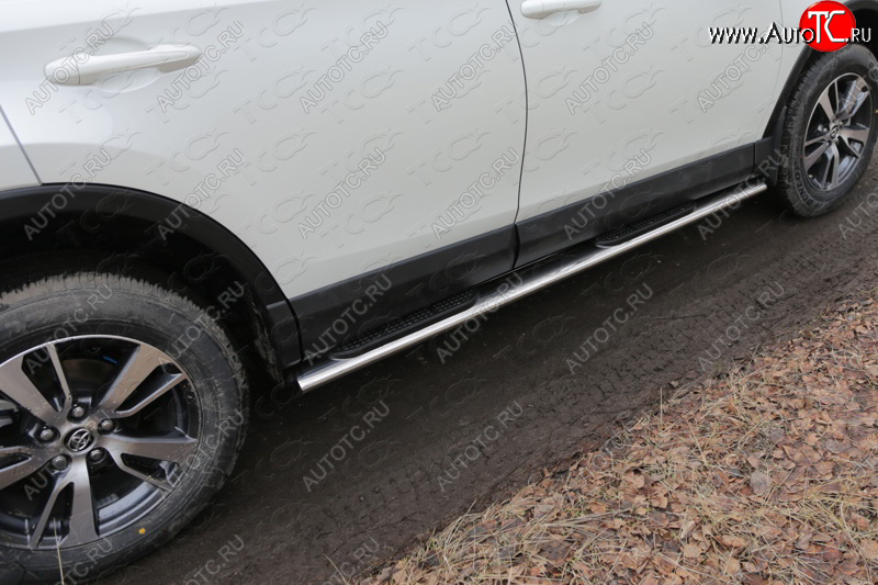 38 799 р. Пороги овальные с накладкой 120*60 мм ТСС Тюнинг Toyota RAV4 XA40 5 дв. рестайлинг (2015-2019) (серые)  с доставкой в г. Керчь