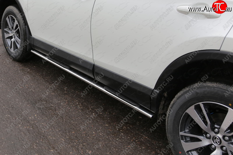 29 749 р. Пороги овальные с накладкой 75х42 мм ТСС Тюнинг  Toyota RAV4  XA40 (2015-2019) 5 дв. рестайлинг (серые)  с доставкой в г. Керчь