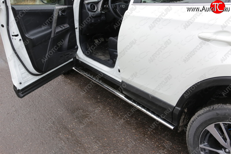 31 399 р. Пороги овальные с проступью 75х42 мм ТСС Тюнинг  Toyota RAV4  XA40 (2015-2019) 5 дв. рестайлинг (серые)  с доставкой в г. Керчь