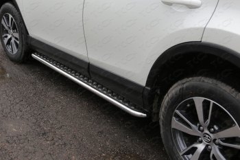 Пороги с площадкой 42,4 мм ТСС Тюнинг Toyota RAV4  XA40 (2015-2019) 5 дв. рестайлинг (серые)