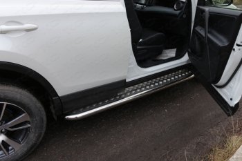 Пороги с площадкой 60,3 мм ТСС Тюнинг Toyota RAV4  XA40 (2015-2019) 5 дв. рестайлинг (серые)