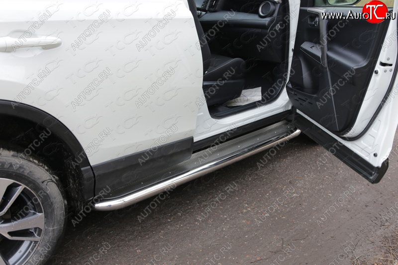 41 749 р. Пороги с площадкой 60,3 мм ТСС Тюнинг  Toyota RAV4  XA40 (2015-2019) 5 дв. рестайлинг (нержавейка)  с доставкой в г. Керчь