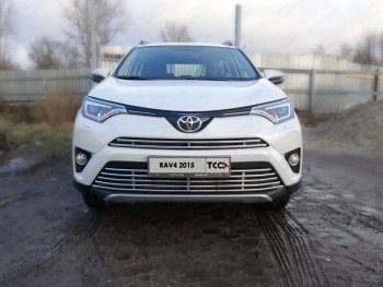 Нижняя декоративная вставка в бампер (без круиз-контроля) ТСС Тюнинг Toyota RAV4 XA40 5 дв. рестайлинг (2015-2019) (d 16 мм)