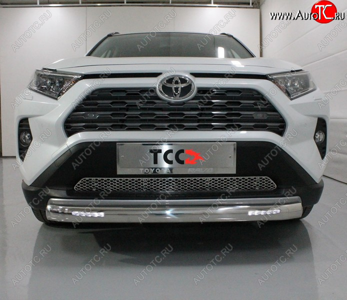 34 999 р. Защита переднего бампера овальная с ДХО 75х42 мм ТСС Тюнинг  Toyota RAV4  XA50 (2018-2025) 5 дв. дорестайлинг (нержавейка)  с доставкой в г. Керчь