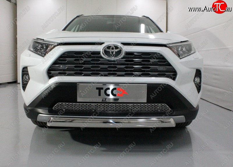 16 649 р. Защита передняя нижняя овальная короткая 75х42 мм ТСС Тюнинг Toyota RAV4 XA50 5 дв. дорестайлинг (2018-2025) (нержавейка)  с доставкой в г. Керчь