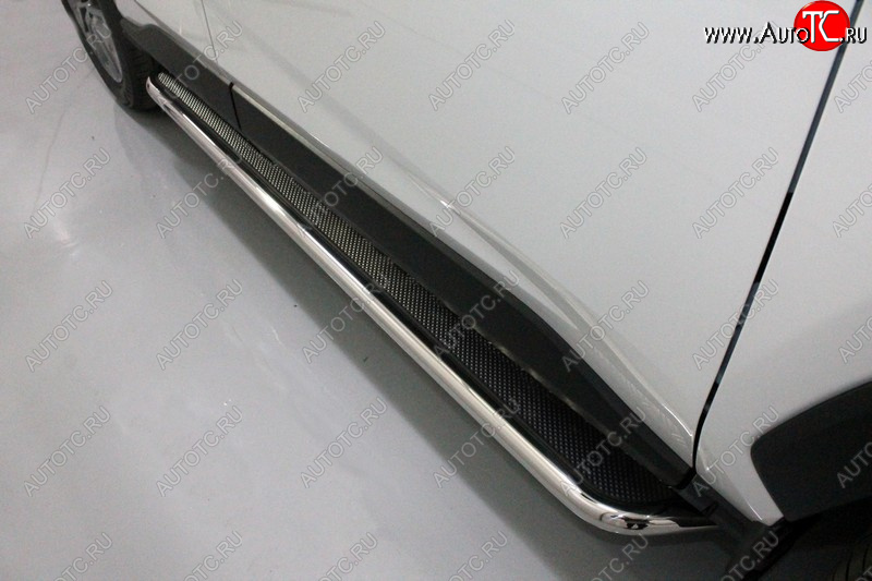 36 899 р. Пороги с площадкой 42,4 мм ТСС Тюнинг Toyota RAV4 XA50 5 дв. дорестайлинг (2018-2025) (нержавейка)  с доставкой в г. Керчь