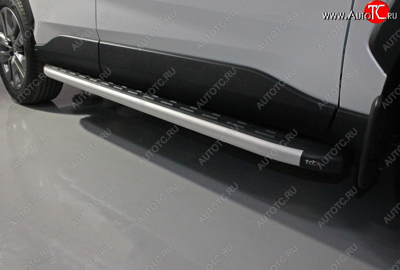 20 599 р. Пороги алюминиевые с пластиковой накладкой ТСС Тюнинг Toyota RAV4 XA50 5 дв. дорестайлинг (2018-2025) (серые)  с доставкой в г. Керчь