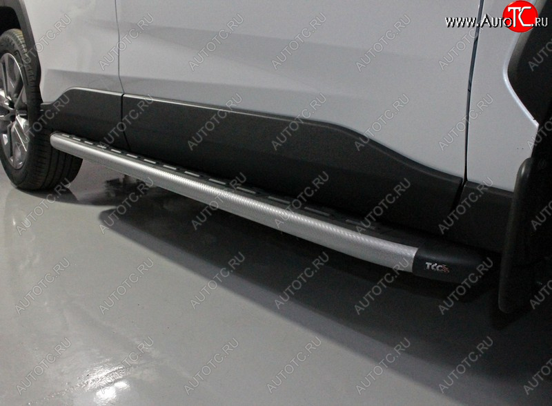 21 999 р. Пороги алюминиевые с пластиковой накладкой, ТСС Тюнинг  Toyota RAV4  XA50 (2018-2025) 5 дв. дорестайлинг (карбон серебро)  с доставкой в г. Керчь