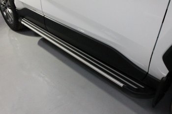 Пороги алюминиевые Slim Line ТСС Тюнинг Toyota RAV4  XA50 (2018-2025) 5 дв. дорестайлинг (Silver)