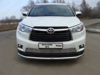 Декоративная вставка переднего бампера ТСС Тюнинг Toyota Highlander XU50 дорестайлинг (2013-2017) (d 16 мм)