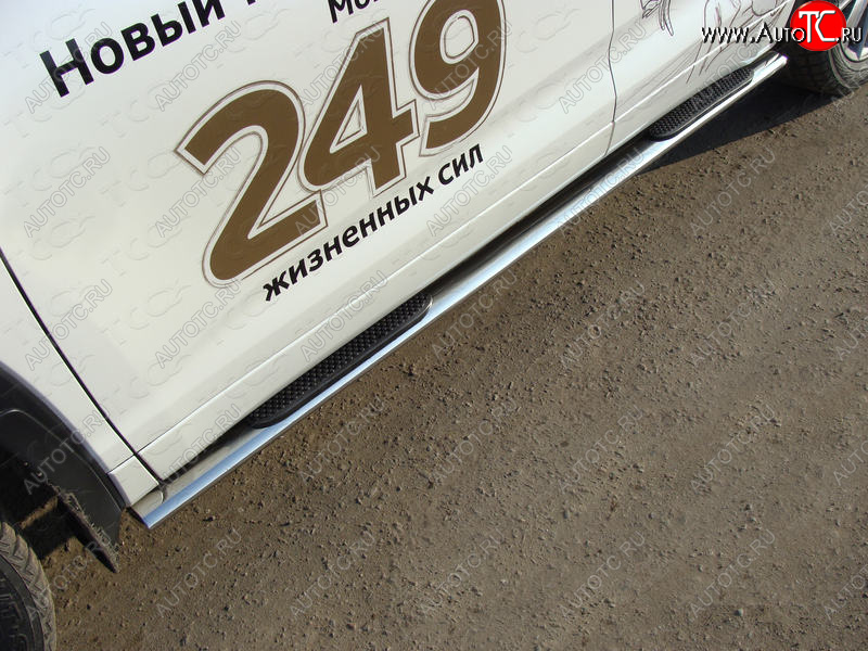 33 999 р. Пороги овальные с накладкой 75х42 мм ТСС Тюнинг  Toyota Highlander  XU50 (2016-2020) рестайлинг (серые)  с доставкой в г. Керчь
