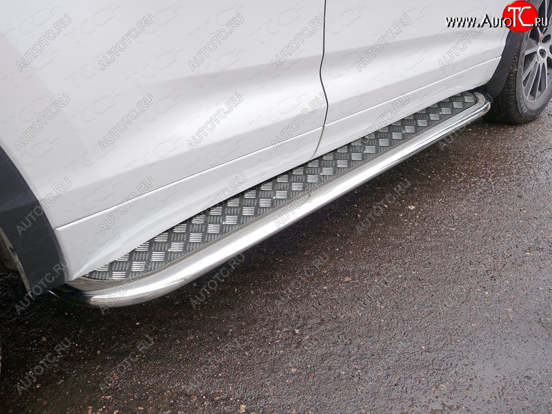 44 999 р. Пороги с площадкой 75х42 мм ТСС Тюнинг  Toyota Highlander  XU50 (2016-2020) рестайлинг (серые)  с доставкой в г. Керчь