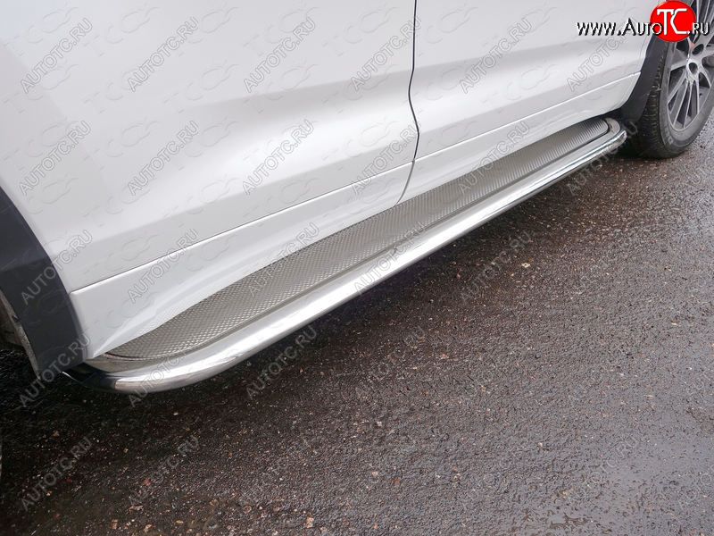 53 999 р. Пороги с площадкой 75х42 мм ТСС Тюнинг  Toyota Highlander  XU50 (2016-2020) рестайлинг (нержавейка)  с доставкой в г. Керчь