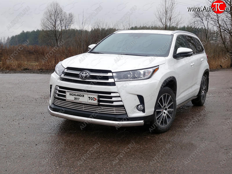 25 499 р. Защита переднего бампера овальная 75х42 мм ТСС Тюнинг  Toyota Highlander  XU50 (2016-2020) рестайлинг (нержавейка)  с доставкой в г. Керчь