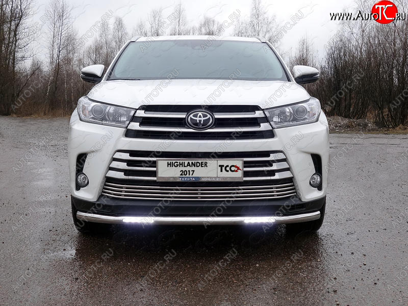 37 999 р. Защита переднего бампера нижняя с ДХО 60,3 мм ТСС Тюнинг  Toyota Highlander  XU50 (2016-2020) рестайлинг (нержавейка)  с доставкой в г. Керчь