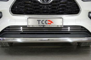 Нижняя декоративная вставка в бампер ТСС Тюнинг Toyota Highlander  XU70 (2020-2025) (d 12 мм)