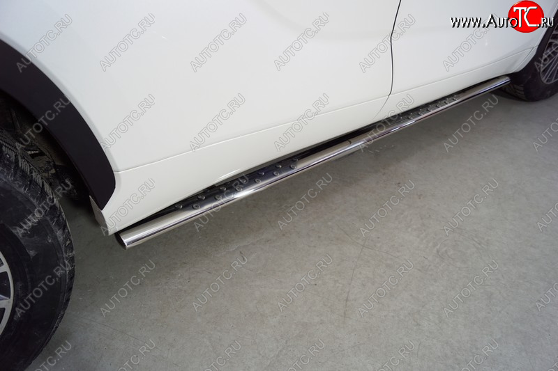 35 999 р. Пороги овальные с проступью 75х42 мм ТСС Тюнинг  Toyota Highlander  XU70 (2020-2025) (серые)  с доставкой в г. Керчь