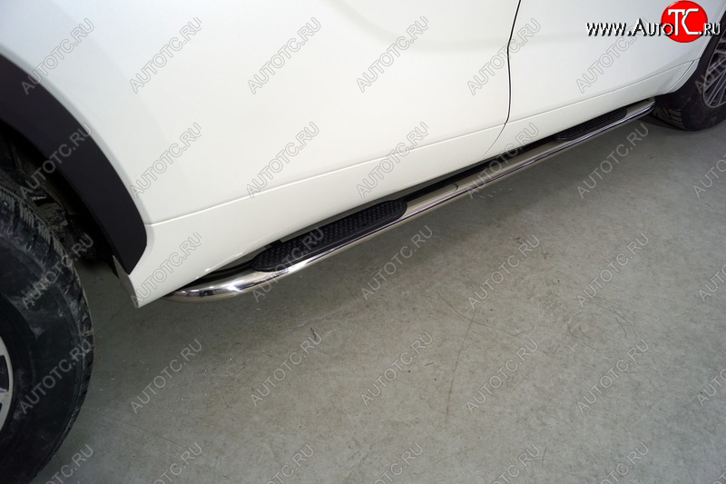 39 999 р. Пороги овальные гнутые с накладкой 75х42 мм ТСС Тюнинг Toyota Highlander XU70 (2020-2025) (серые)  с доставкой в г. Керчь