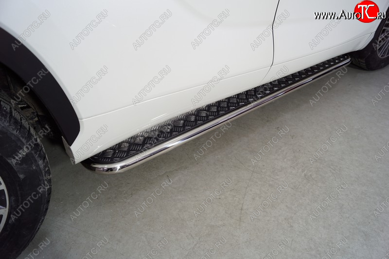 32 199 р. Пороги с площадкой 42,4 мм ТСС Тюнинг  Toyota Highlander  XU70 (2020-2025) (серые)  с доставкой в г. Керчь