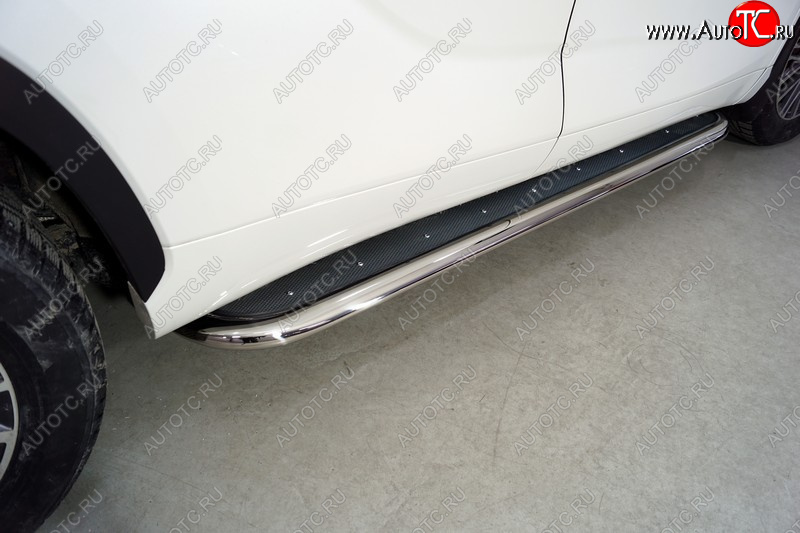 53 999 р. Пороги с площадкой 75х42 мм ТСС Тюнинг  Toyota Highlander  XU70 (2020-2025) (нержавейка)  с доставкой в г. Керчь