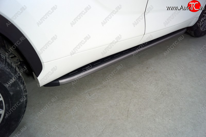 21 999 р. Пороги алюминиевые с пластиковой накладкой ТСС Тюнинг  Toyota Highlander  XU70 (2020-2025) (карбон серые)  с доставкой в г. Керчь