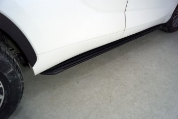 Пороги алюминиевые Slim Line ТСС Тюнинг Toyota Highlander  XU70 (2020-2025) (Black)