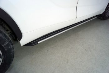 Пороги алюминиевые Slim Line ТСС Тюнинг Toyota Highlander  XU70 (2020-2025) (Silver)
