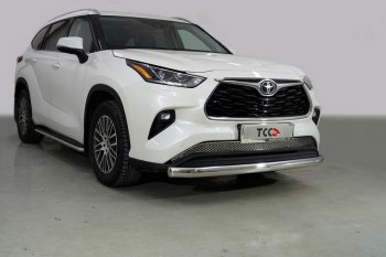 Защита переднего бампера нижняя овальная 75х42 мм ТСС Тюнинг Toyota Highlander XU70 (2020-2025) (нержавейка)
