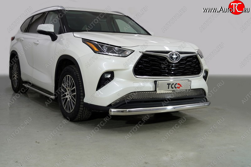 24 999 р. Защита переднего бампера нижняя овальная 75х42 мм ТСС Тюнинг  Toyota Highlander  XU70 (2020-2025) (нержавейка)  с доставкой в г. Керчь