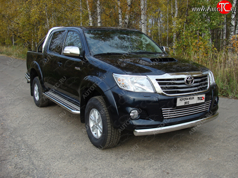 23 899 р. Защита переднего бампера овальная 75х42 мм ТСС тюнинг  Toyota Hilux  AN20,AN30 (2011-2016)  2-ой рестайлинг (нержавейка)  с доставкой в г. Керчь