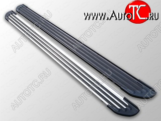 20 599 р. Пороги алюминиевые Slim Line ТСС Тюнинг Toyota Hilux AN20,AN30  2-ой рестайлинг (2011-2016) (Silver)  с доставкой в г. Керчь