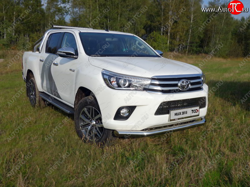 21 999 р. Защита переднего бампера нижняя d76,1 мм ТСС Тюнинг Toyota Hilux AN120 дорестайлинг (2016-2020) (нержавейка)  с доставкой в г. Керчь