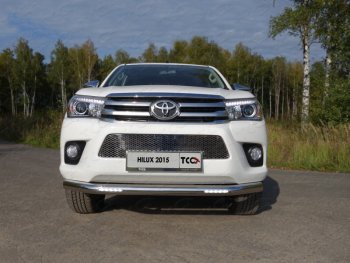 Защита переднего бампера нижняя с ДХО 76,1 мм ТСС Тюнинг Toyota Hilux Revo (2015-2018) Double Cab дорестайлинг