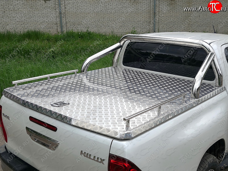 12 199 р. Рейлинги длинные (Black Onyx) ТСС Тюнинг  Toyota Hilux  AN120 (2020-2025) 2-ой рестайлинг (нержавеющая сталь)  с доставкой в г. Керчь