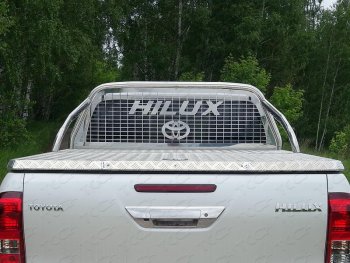 Защита кузова и заднего стекла (нержавейка Ø75х42 мм) ТСС Тюнинг Toyota Hilux  AN120 (2016-2025) дорестайлинг, 1-ый рестайлинг, 2-ой рестайлинг (для крышки, с надписью)