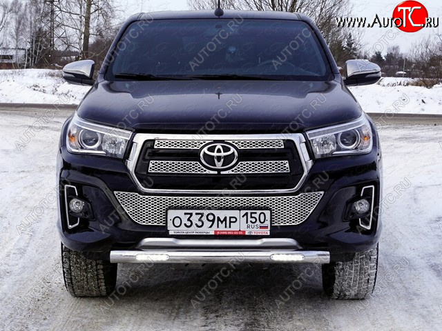 36 999 р. Защита переднего бампера нижняя с ДХО 76,1 мм ТСС Тюнинг Toyota Hilux AN120 1-ый рестайлинг (2017-2020) (нержавейка)  с доставкой в г. Керчь