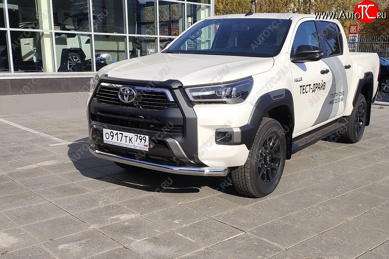 21 999 р. Защита переднего бампера нижняя 76,1 мм ТСС Тюнинг  Toyota Hilux  AN120 (2020-2025) 2-ой рестайлинг (нержавейка)  с доставкой в г. Керчь