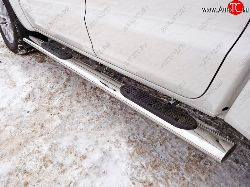 43 949 р. Пороги овальные с накладкой 120*60 мм ТСС Тюнинг  Volkswagen Amarok (2016-2022) рестайлинг (серые)  с доставкой в г. Керчь