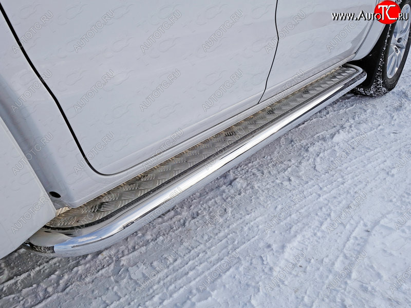 36 999 р. Пороги с площадкой 60,3 мм ТСС Тюнинг  Volkswagen Amarok (2016-2022) рестайлинг (серые)  с доставкой в г. Керчь