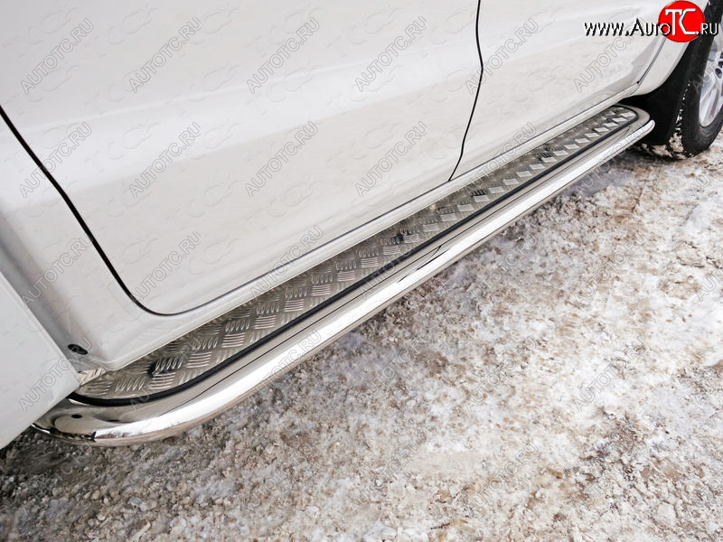 44 999 р. Пороги с площадкой 75х42 мм ТСС Тюнинг  Volkswagen Amarok (2016-2022) рестайлинг (серые)  с доставкой в г. Керчь