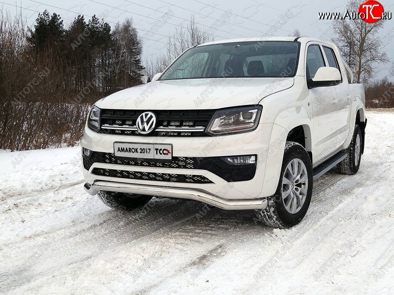 23 549 р. Защита переднего бампера кенгурин 76,1 мм ТСС Тюнинг  Volkswagen Amarok (2016-2022) рестайлинг (нержавейка)  с доставкой в г. Керчь