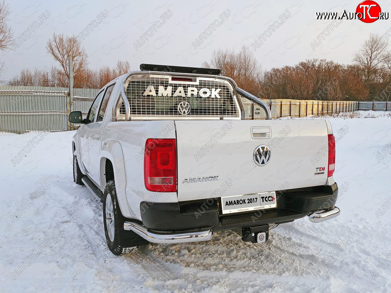 26 499 р. Защита задняя (уголки, нержавейка 76,1 мм) ТСС Тюнинг Volkswagen Amarok рестайлинг (2016-2022)  с доставкой в г. Керчь