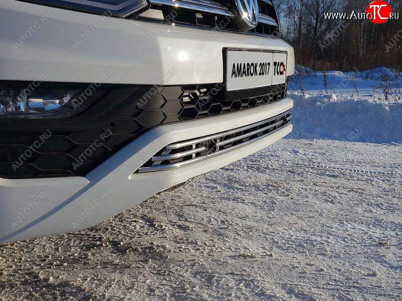 5 849 р. Декоративная вставка переднего бампера ТСС Тюнинг  Volkswagen Amarok (2016-2022) рестайлинг (d 12 мм)  с доставкой в г. Керчь
