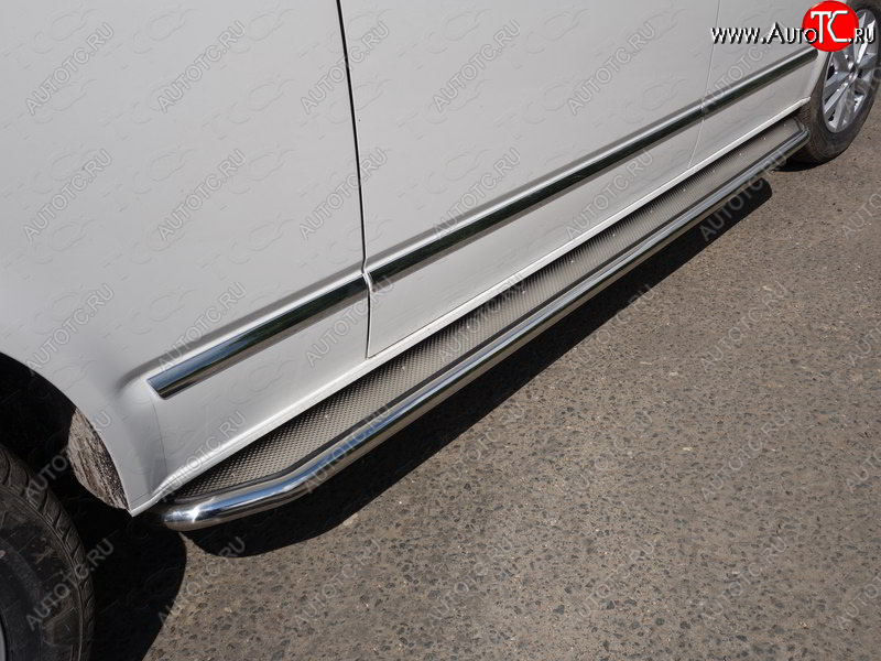 54 999 р. Пороги с площадкой 42,4 мм ТСС Тюнинг  Volkswagen Caravelle  T6 (2015-2019) дорестайлинг (нержавейка )  с доставкой в г. Керчь