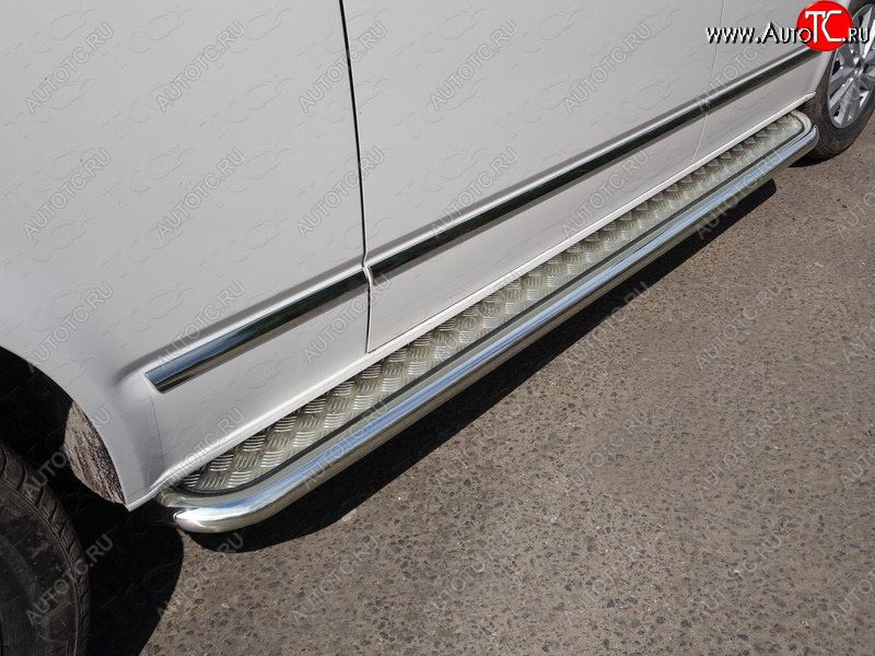 49 999 р. Пороги с площадкой 60,3 мм ТСС Тюнинг  Volkswagen Caravelle  T6 (2015-2019) дорестайлинг (серые)  с доставкой в г. Керчь