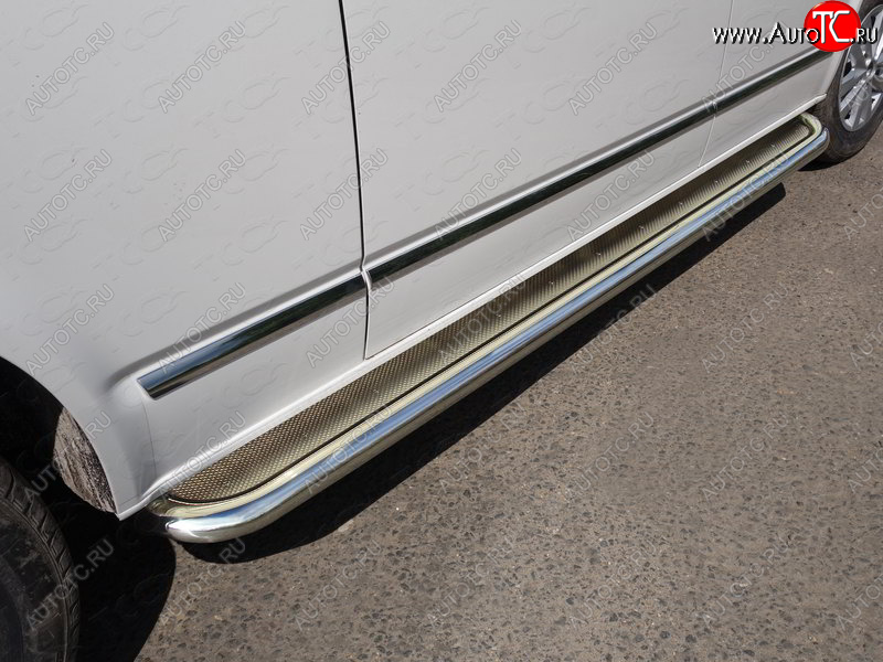 58 999 р. Пороги с площадкой 60,3 мм ТСС Тюнинг  Volkswagen Caravelle  T6 (2015-2019) дорестайлинг (нержавейка)  с доставкой в г. Керчь